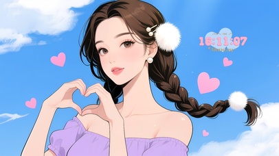 俏皮的麻花辫少女