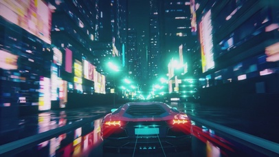 4K炫酷赛博朋克跑车