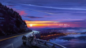 唯美治愈晚间公路