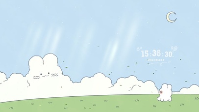 唯美治愈清新小兔云朵