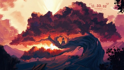 4k火红的参天大树