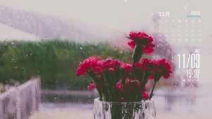 雨打窗花（含日历天气时钟）