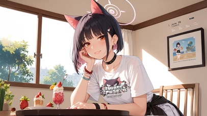 唯美房间猫儿少女