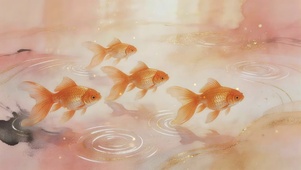 鲤跃金波，富贵自来