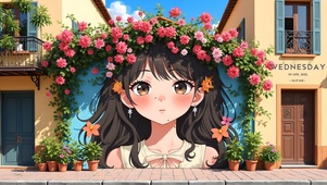 美丽墙绘女孩