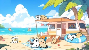 海边露营小狗