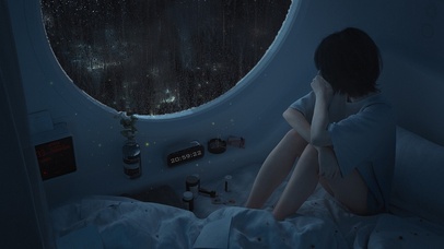 雨夜失眠的少女