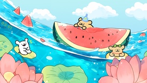 西瓜夏日狗狗