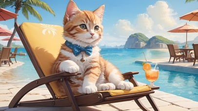 海边度假的猫咪
