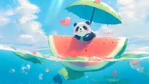 西瓜上的熊猫