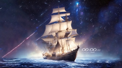 4k 治愈唯美海上星空帆船