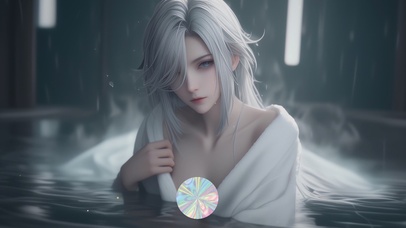 可爱泡温泉女孩