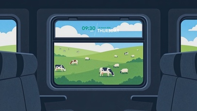 列车外的青青草原（时钟版）