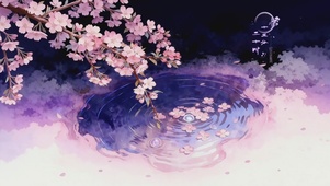 夜樱水韵涟漪