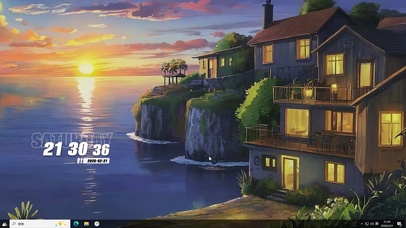 夕阳海景树木桌面主题