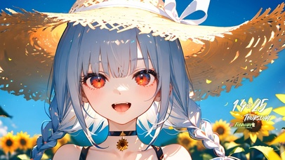 可爱草帽向日葵少女