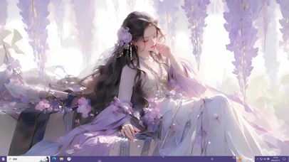 紫藤花下的优雅美女