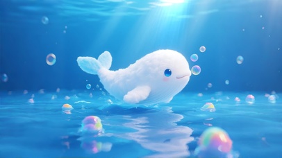 吐泡泡的可爱鲸鱼