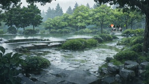 护眼雨季林园