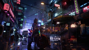 4k 赛博朋克雨天都市少女