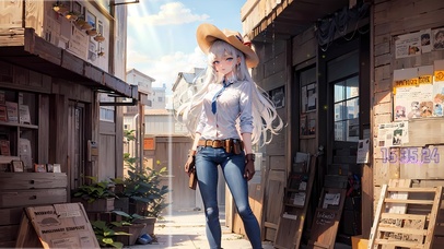 可爱西部牛仔少女