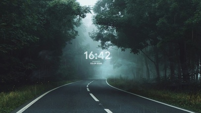 雨天清冷森林浓雾尽头