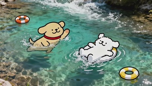 可爱戏水线条小狗2