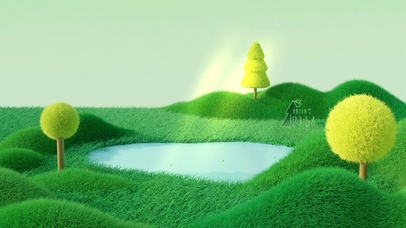 4K 清新山水毛绒场景