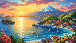 雪山湖泊小船