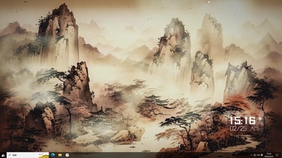 古风水墨山水-桌面主题