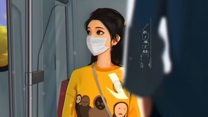 唯美地铁口罩美少女