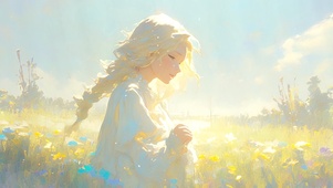 花田中的绝美白衣少女