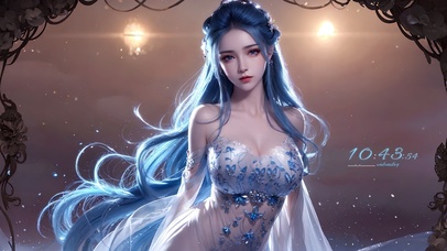 蓝发古风长发美女