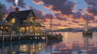 黄昏码头治愈风景