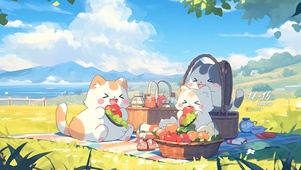 野餐的猫咪