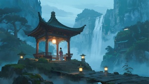 亭中躲雨