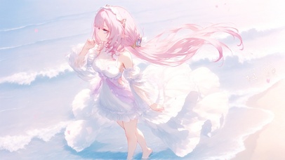 唯美樱花海景少女