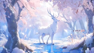雪景森林白鹿