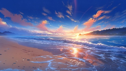 唯美夕阳沙滩