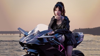 4k帅气性感机车美女