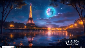 埃菲尔铁塔下的塞纳河浪漫夜景
