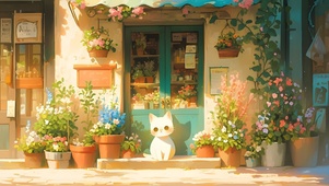花店门口的猫咪