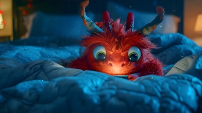 夜晚玩手机的小龙