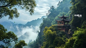 护眼 山中凉亭