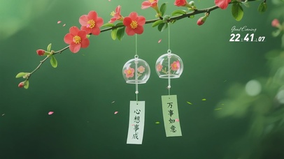 风铃被风吹着轻轻摆动