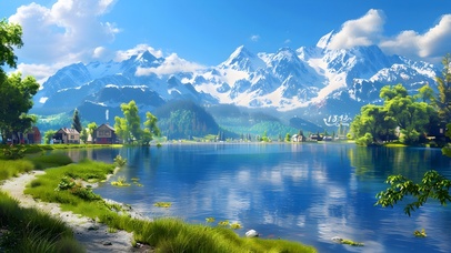 治愈湖水雪山悠悠