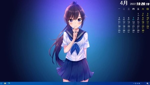 水手服漫画女（带真实时间日历）