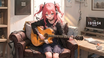 4k可爱吉他女孩