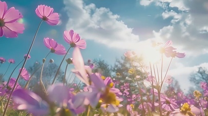 蓝天 白云阳光 花朵