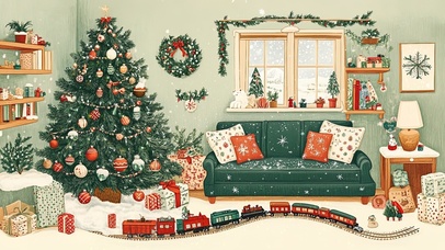 温馨圣诞室内小火车